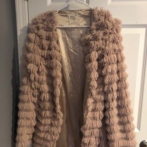 Boutique open jacket, blush color - fringe